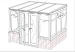 3000 x 2500 DIY Lean-to Conservatory with Dwarf Wall
